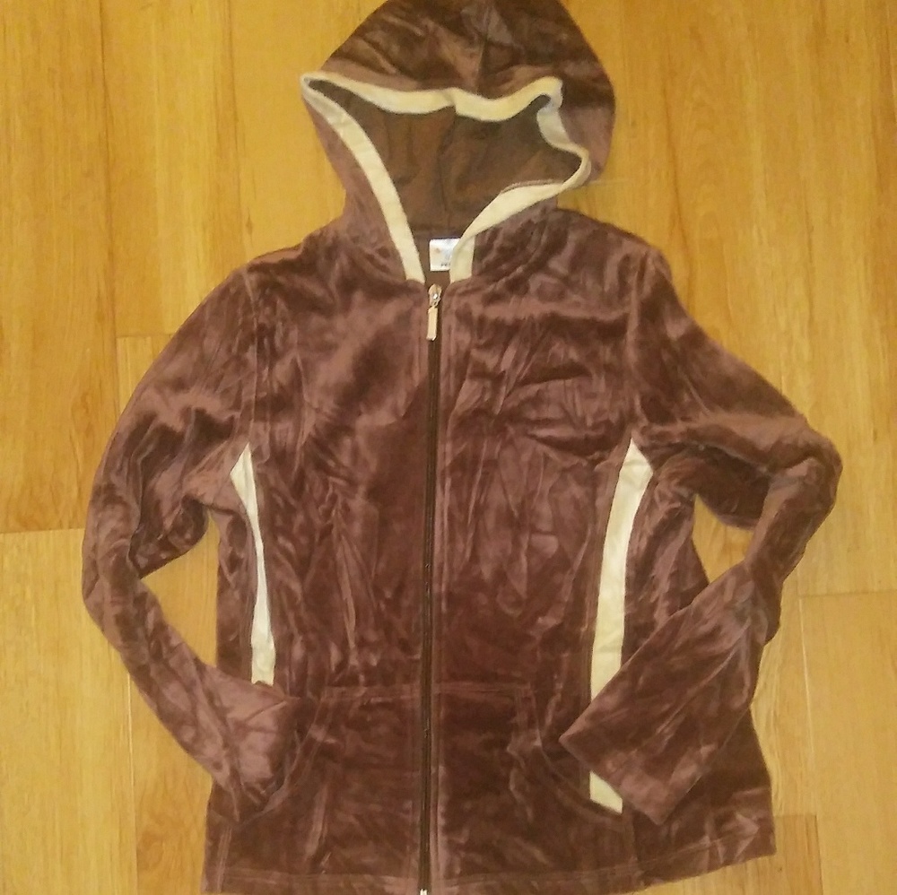 Brown Zip Up Velvet Jacket 10P